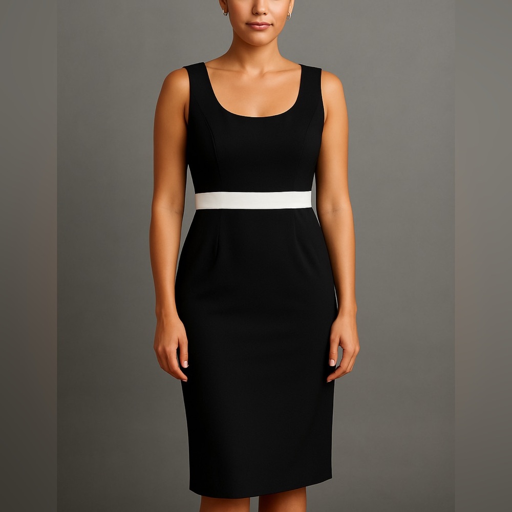 Club Monaco Sheath Dress Black and White Sleeveless Scoop Neck